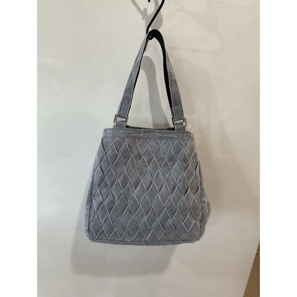 $108 Smateria Women’s Purse Tote Bag Silver Gray Woven Handle Purse Diaper - Picture 4 of 7